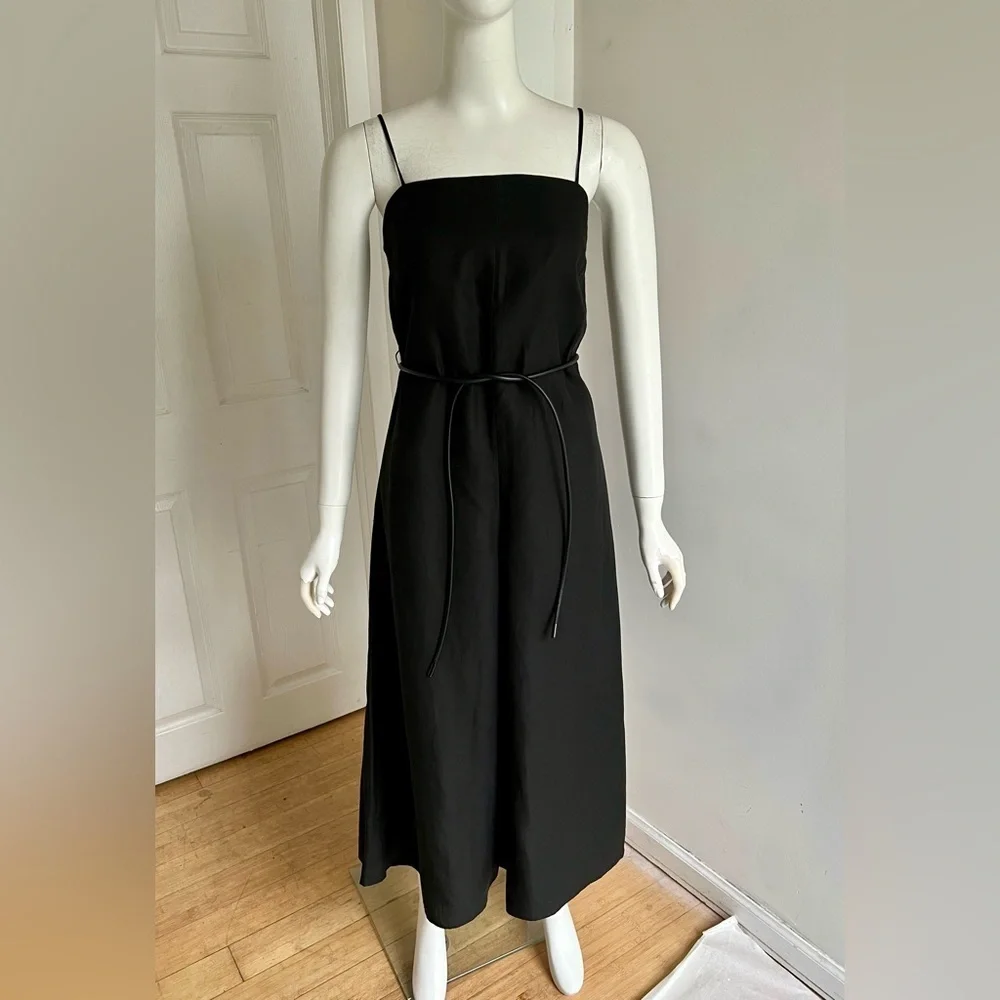 NWT COS Women’s Jumpsuit Size 2 US Sleeveless Cropped Wide Leg Black Linen Blend